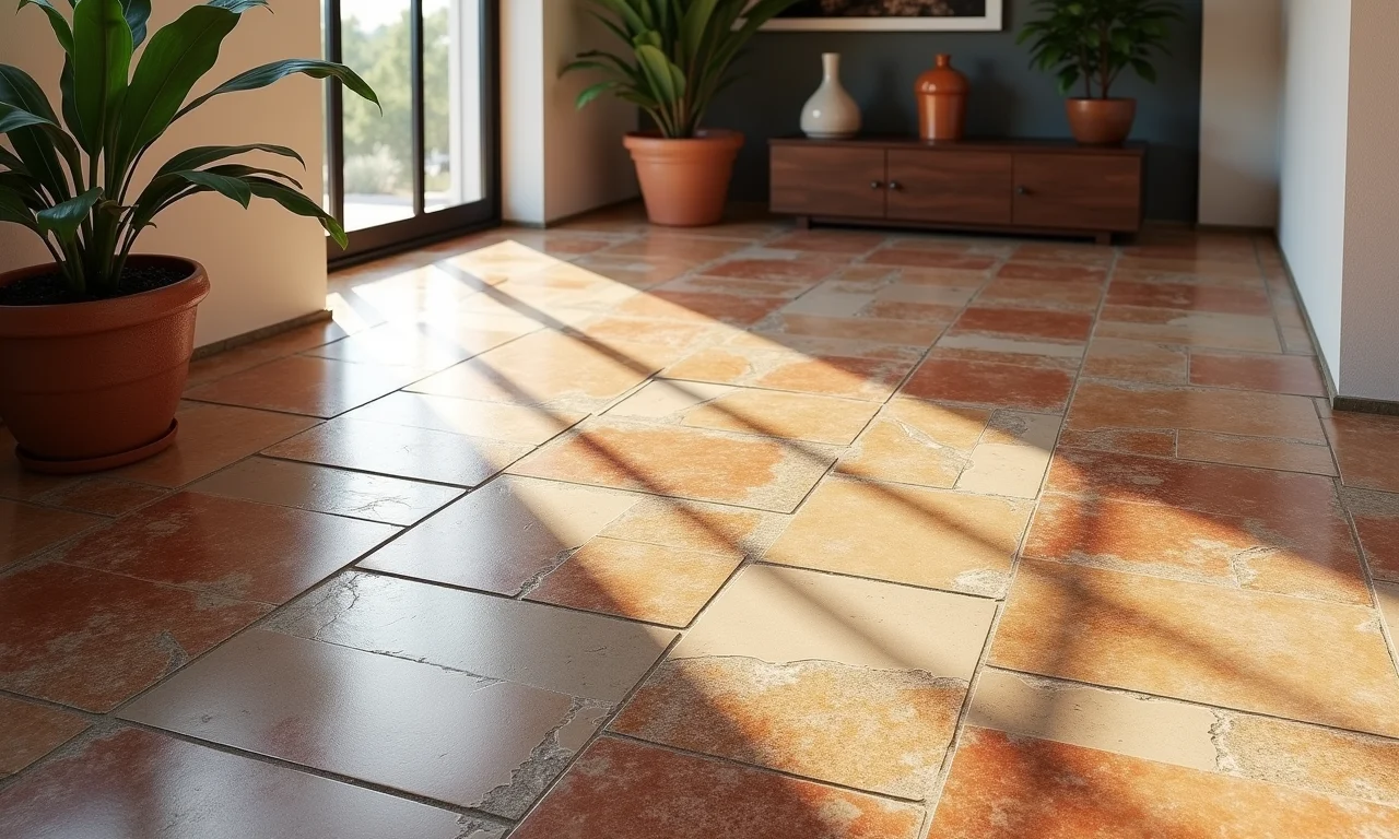 Piso de Pedra São Tomé com revestimento de resina.