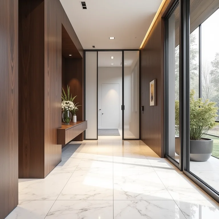 Piso de porcelanato em hall de entrada moderno