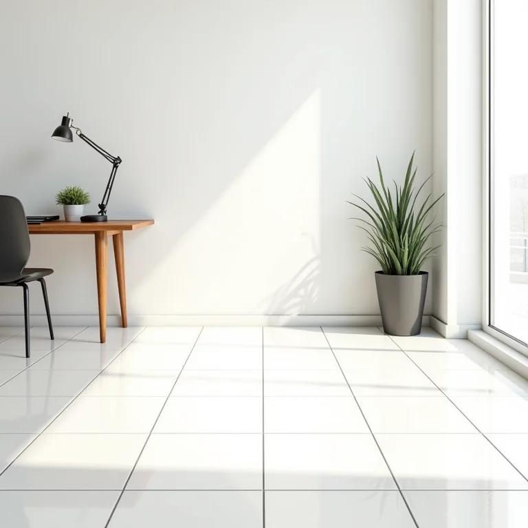 Piso de porcelanato em um home office moderno.