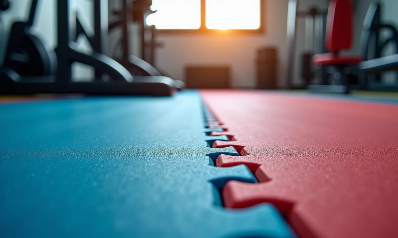 Piso emborrachado EVA para academia, uma opção viável e colorida.