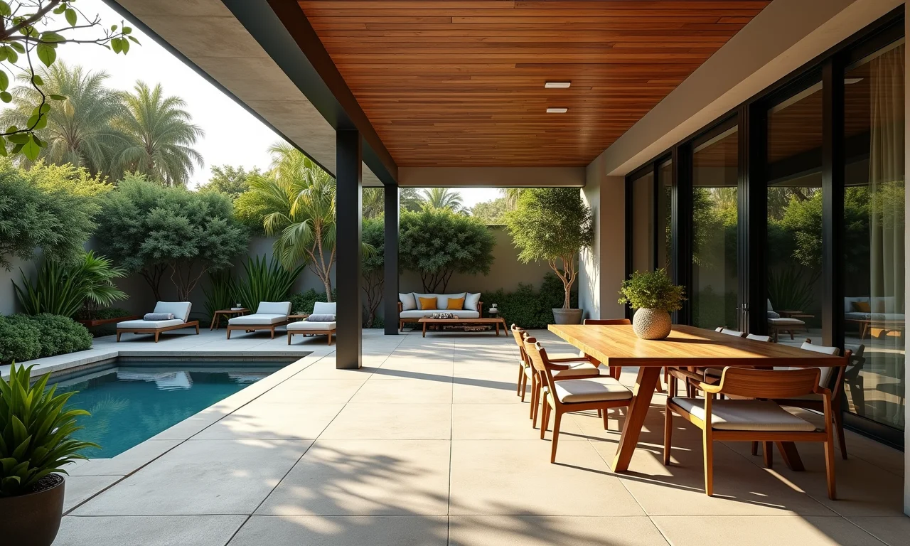 Piso Fulget em área externa, destacando suas vantagens em um design moderno.