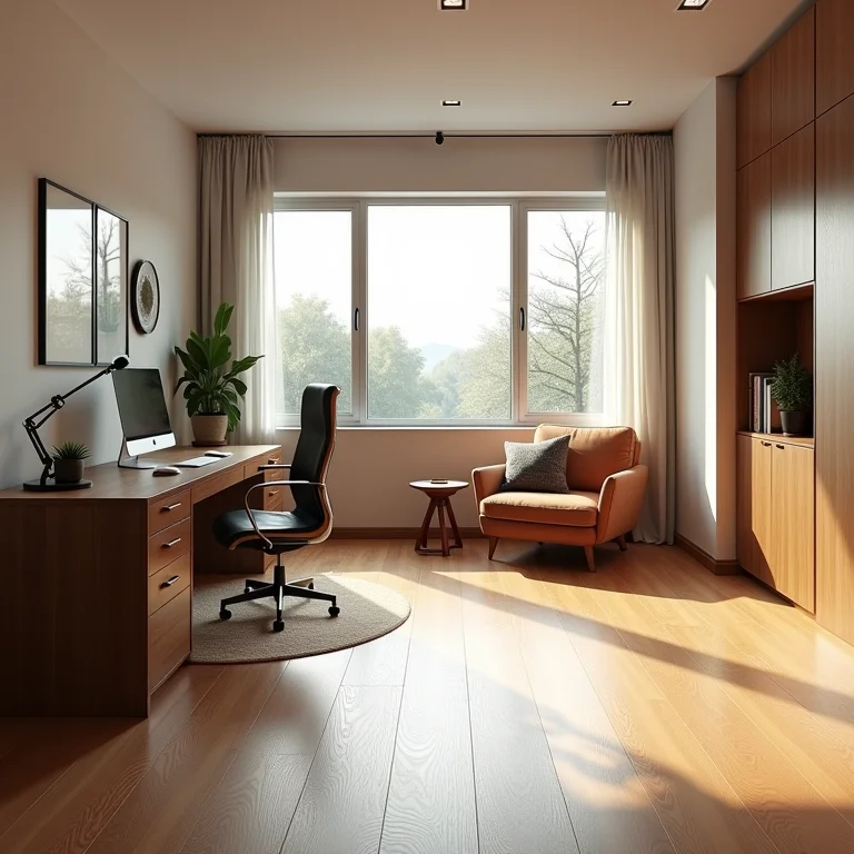 Piso vinílico confortável em home office