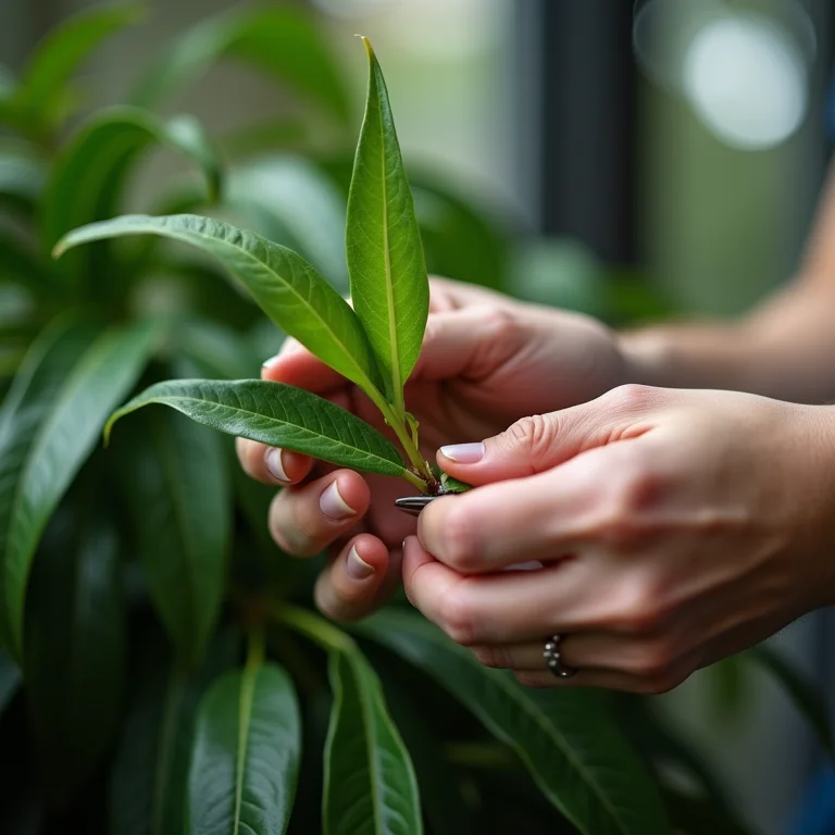 Podando e limpando uma Aglaonema