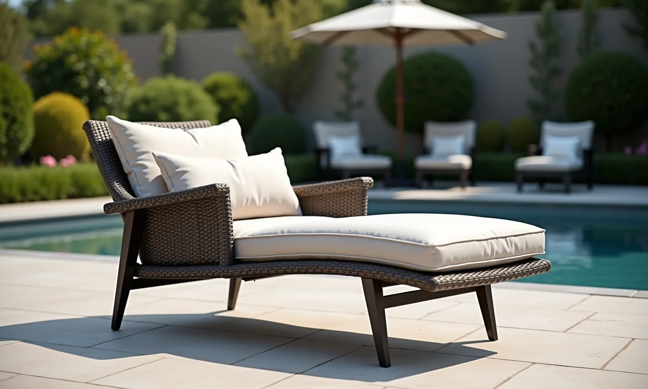 Poltrona de fibra sintética com almofadas confortáveis.