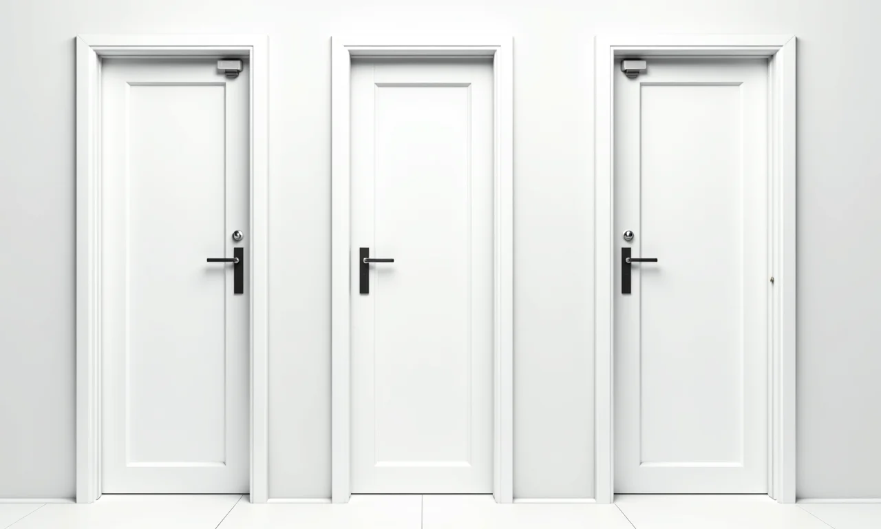 Portas de alumínio brancas com diferentes faixas de preço.