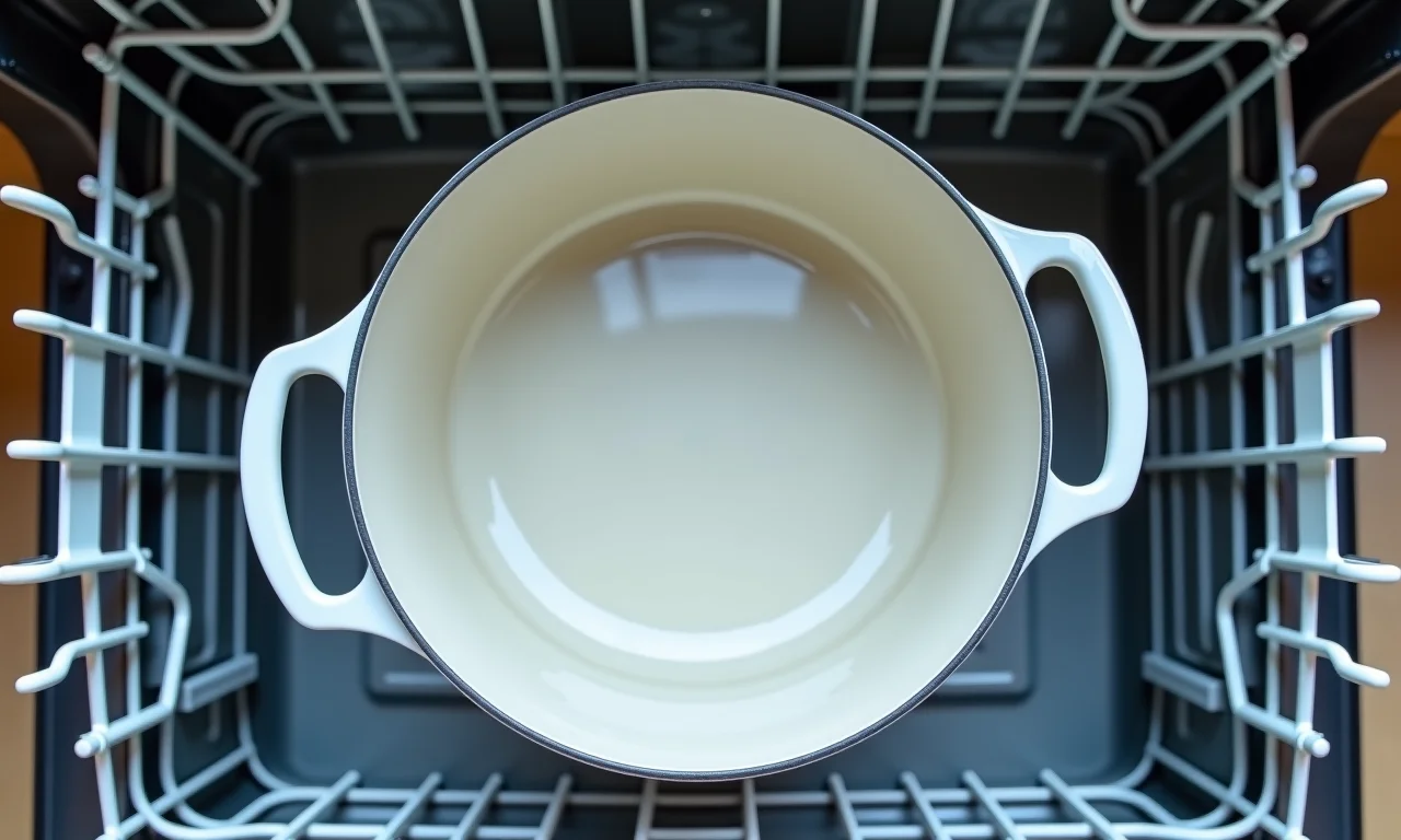 Pote de acrílico na lava-louças, mostrando o símbolo de 'pode ir na lava-louças'.