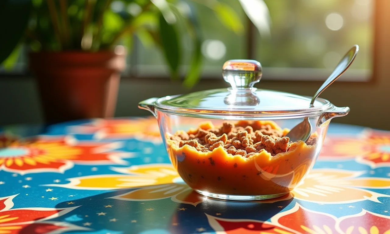 Pote de vidro Bormioli Rocco em mesa brasileira.