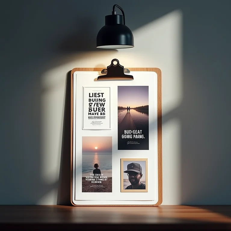 Prancheta como mural de fotos e inspirações.