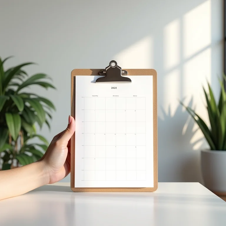 Prancheta como suporte para calendários e planners.