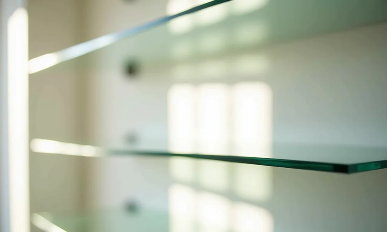 Prateleiras de vidro em despensa, transmitindo sofisticação e leveza.