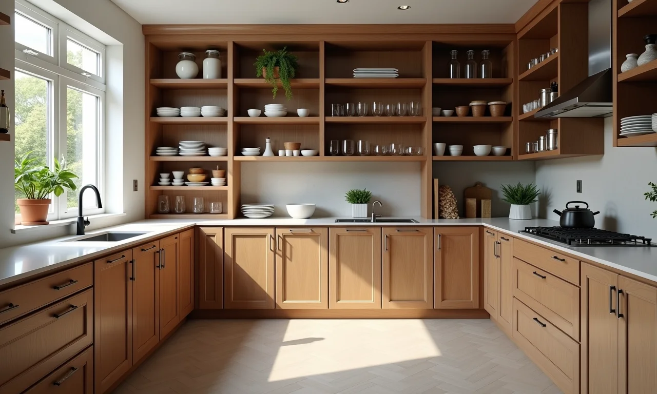 Prateleiras modulares em despensa, mostrando flexibilidade total.