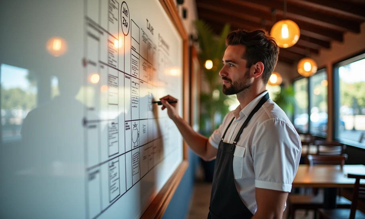 Proprietário definindo objetivos claros para a reforma do restaurante.