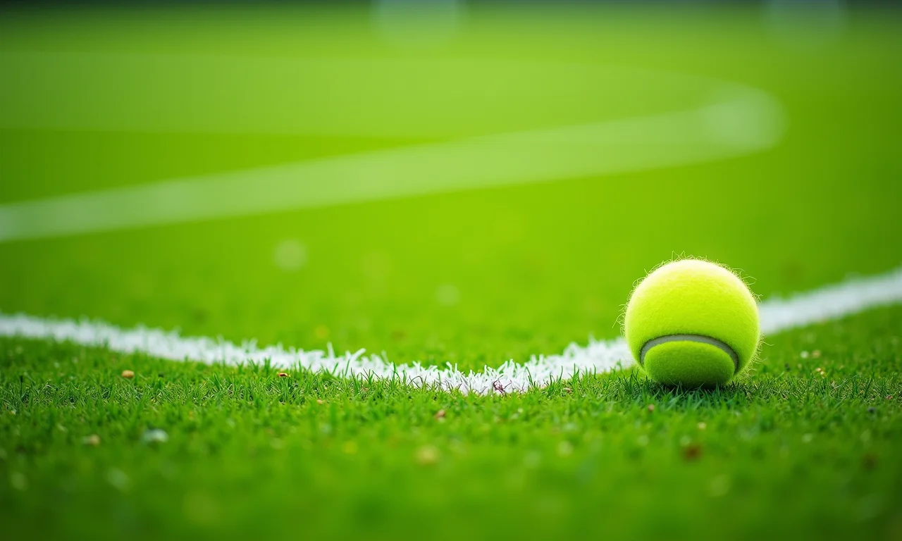 Quadra de tênis de grama natural, estilo Wimbledon.