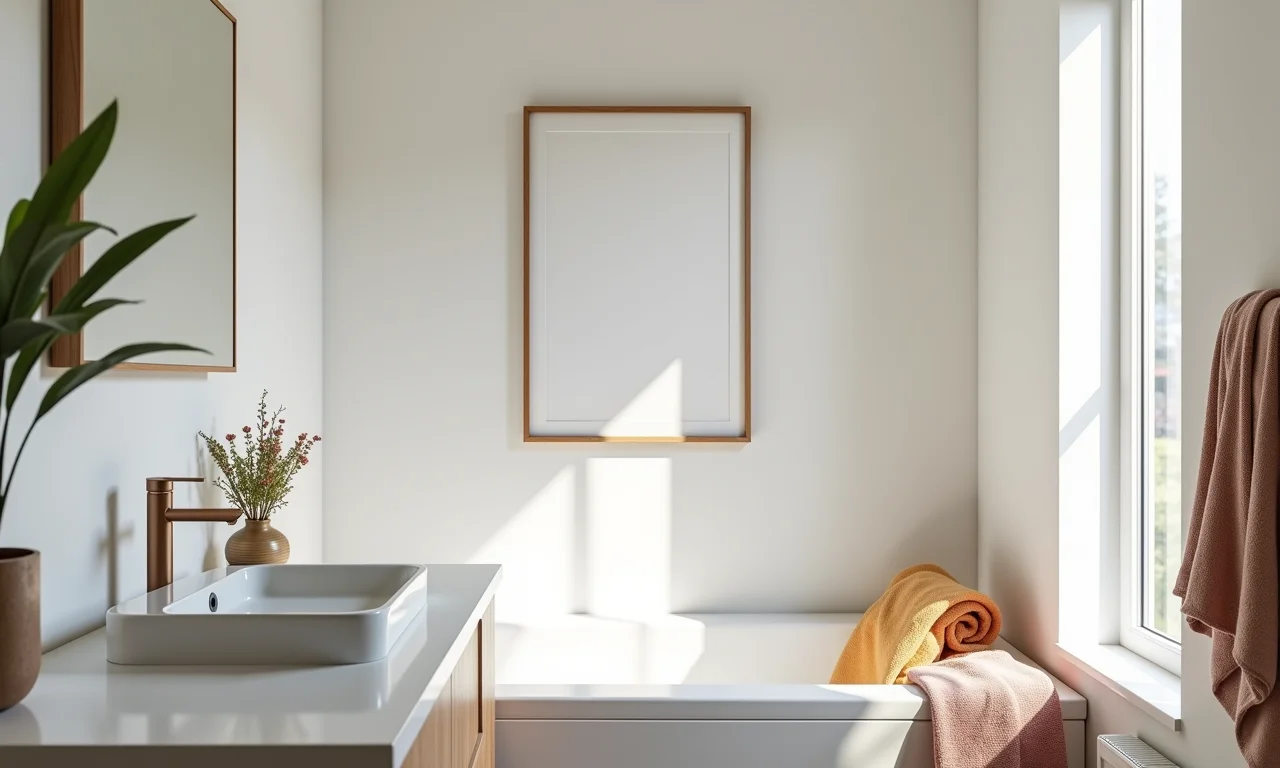 Quadros, objetos e cores dão um toque pessoal ao banheiro.