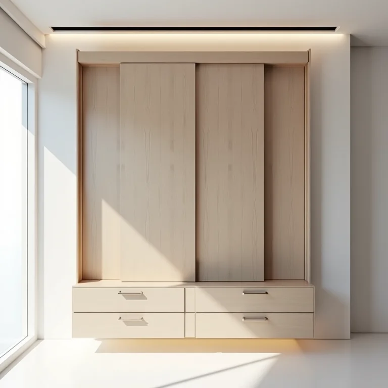 Rack com portas de correr suspenso