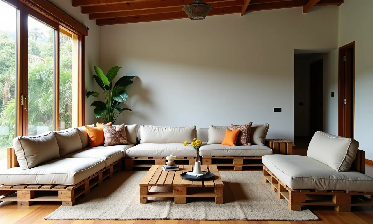 Reaproveitamento de pallets como móveis sustentáveis e charmosos.