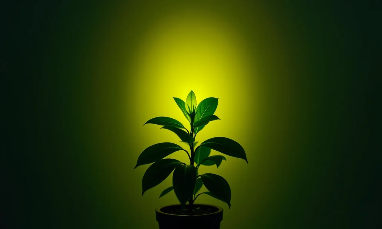 Refletor LED Taschibra iluminando uma planta no jardim.