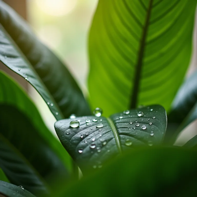 Regando uma Aglaonema com cuidado