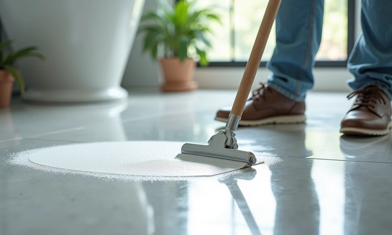 Resina acrílica base d'água da Suvinil sendo aplicada.