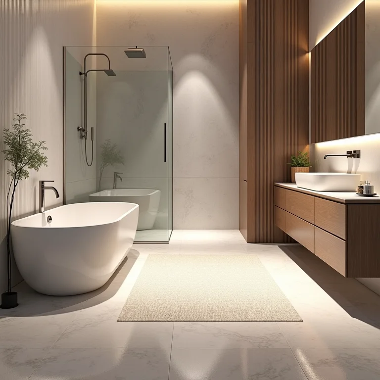 Revestimento antiderrapante em um banheiro acessível