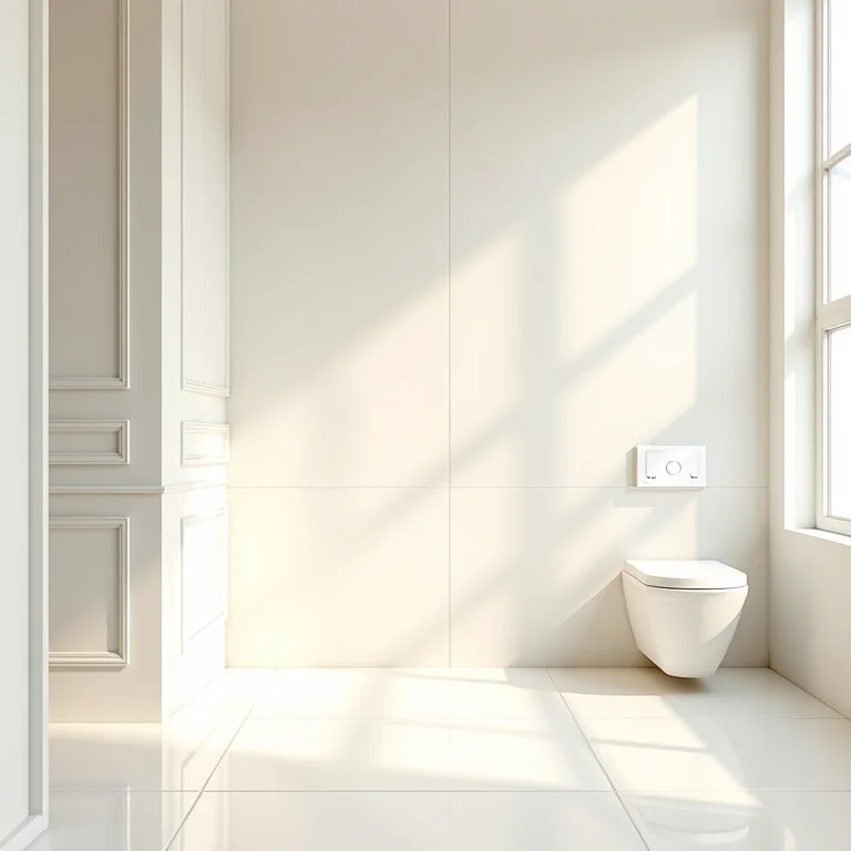 Revestimentos claros em banheiro pequeno