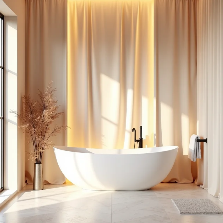 Revestimentos de parede em seda em um banheiro luxuoso.