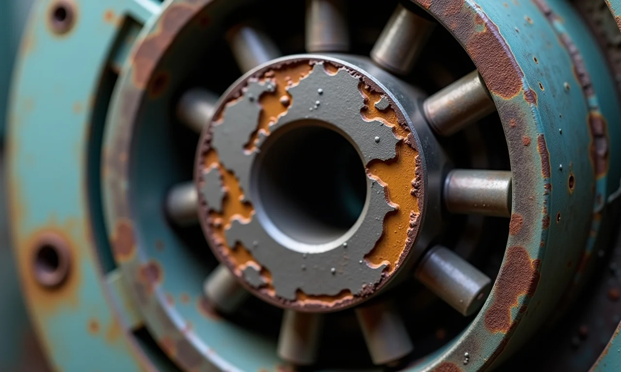 Rolamentos desgastados de um motor elétrico.