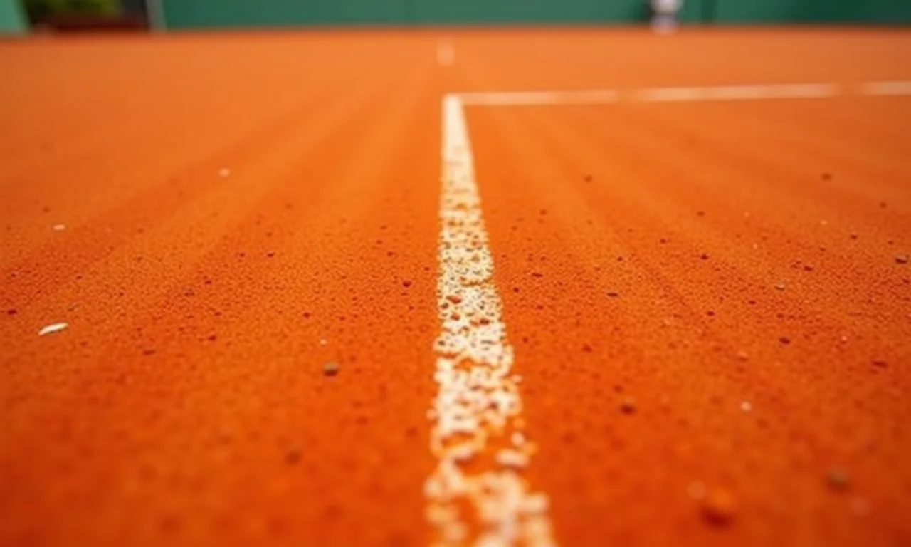 Saibro recém preparado com marcas de pegadas.