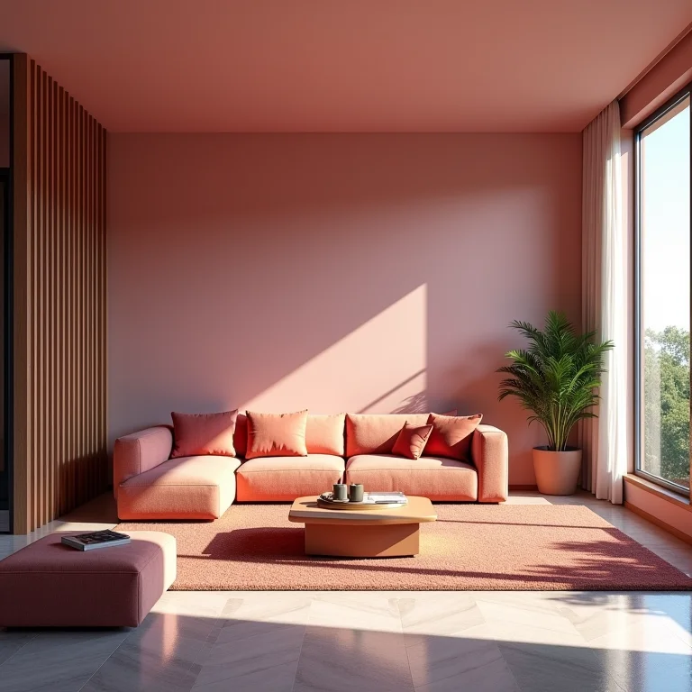 Sala de estar com cores vibrantes em excesso.