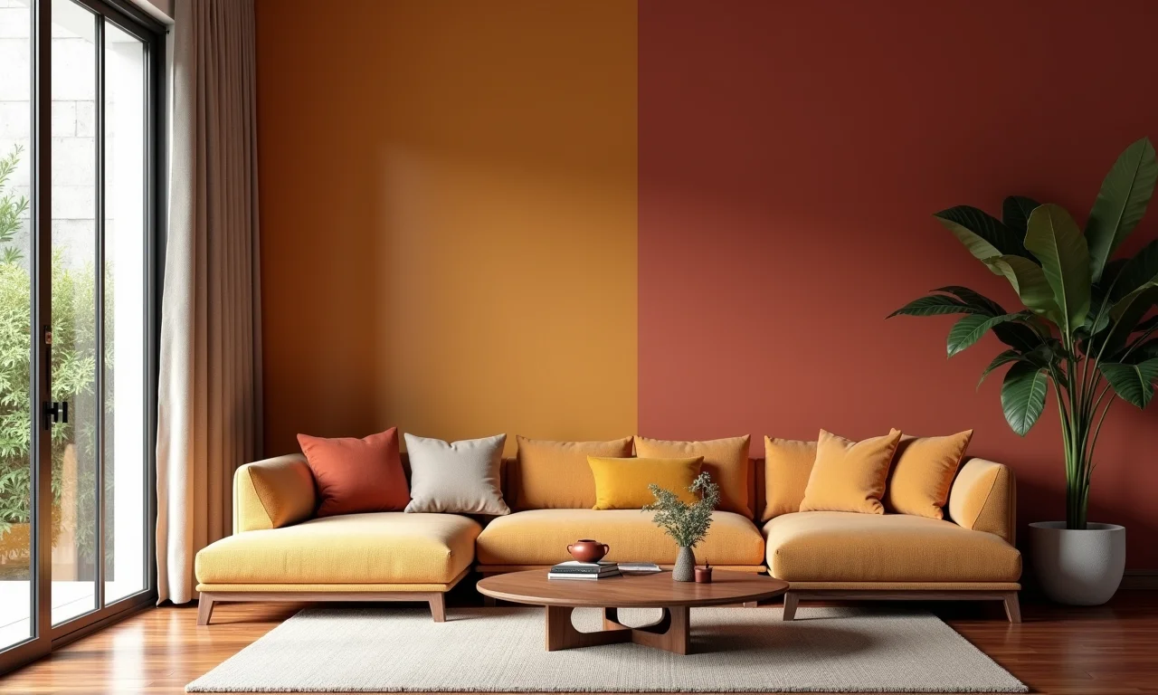 Sala de estar com paleta de cores inspirada em filmes famosos.