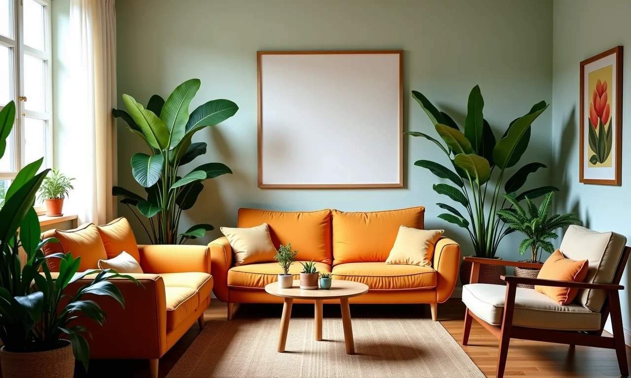 Sala pequena com plantas, trazendo vida e frescor para o ambiente.