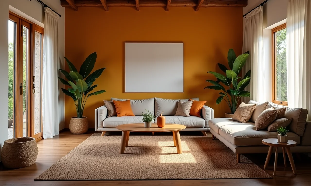 Sala pequena com tapete delimitando o espaço e aquecendo o ambiente.