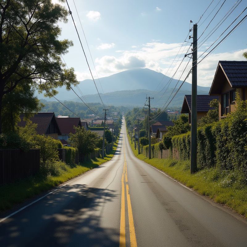 Paisagem exuberante na Rua Dona Francisca, Joinville.