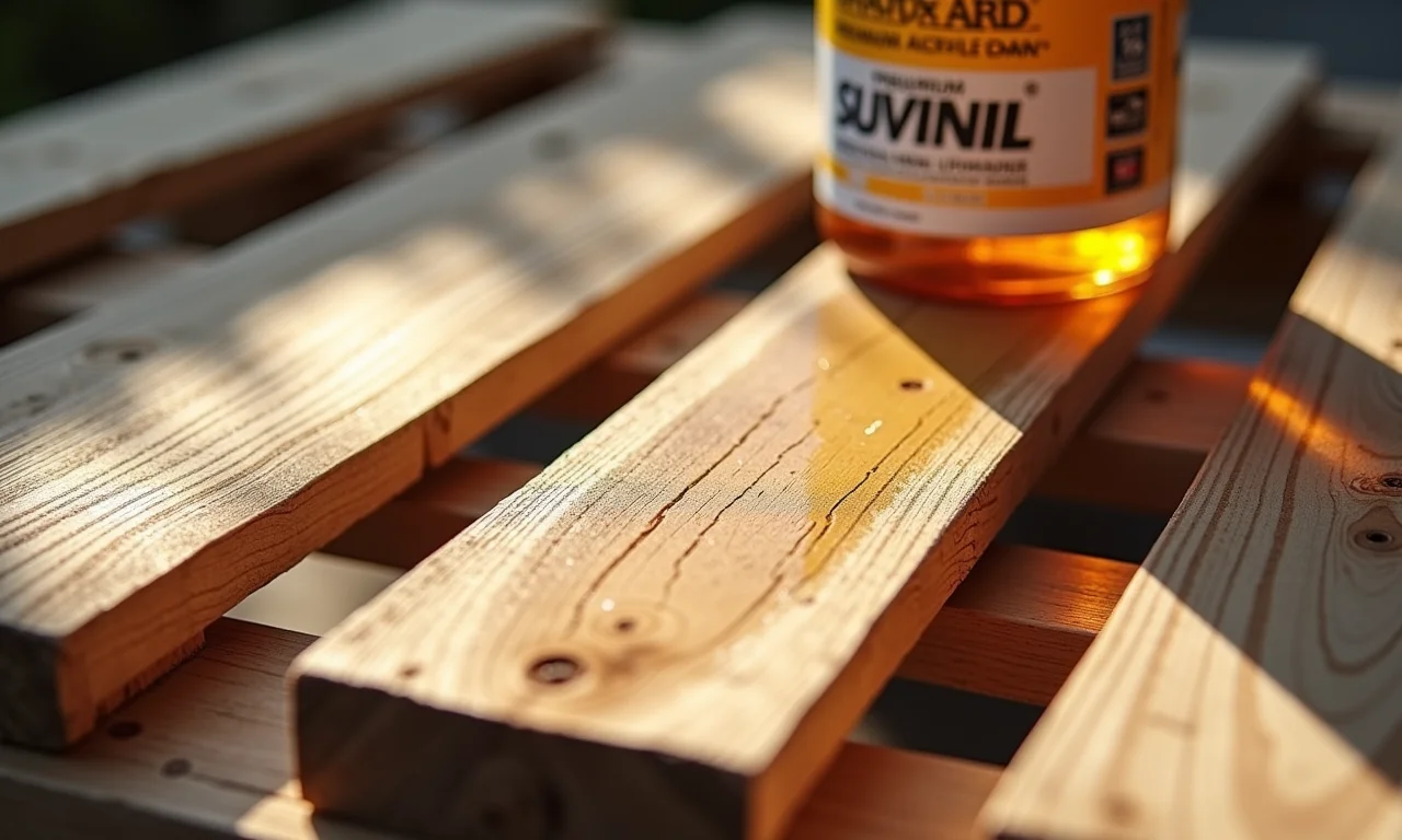 Selante Acrílico Premium da Suvinil aplicado em madeira de pallet.