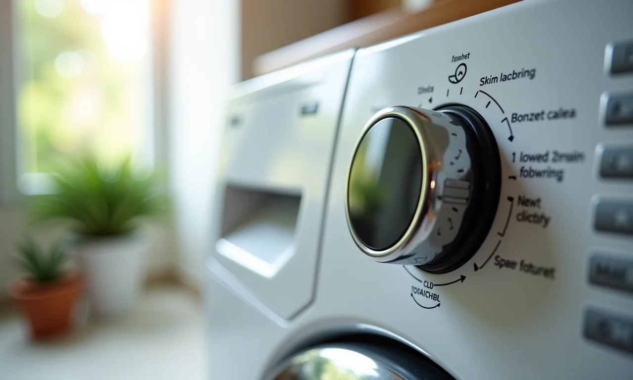 Seletor de centrifugação da máquina de lavar destacando opções para diferentes tecidos.