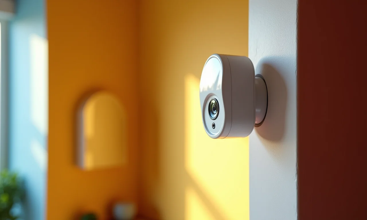 Sensor de queda instalado em parede de casa brasileira aconchegante.