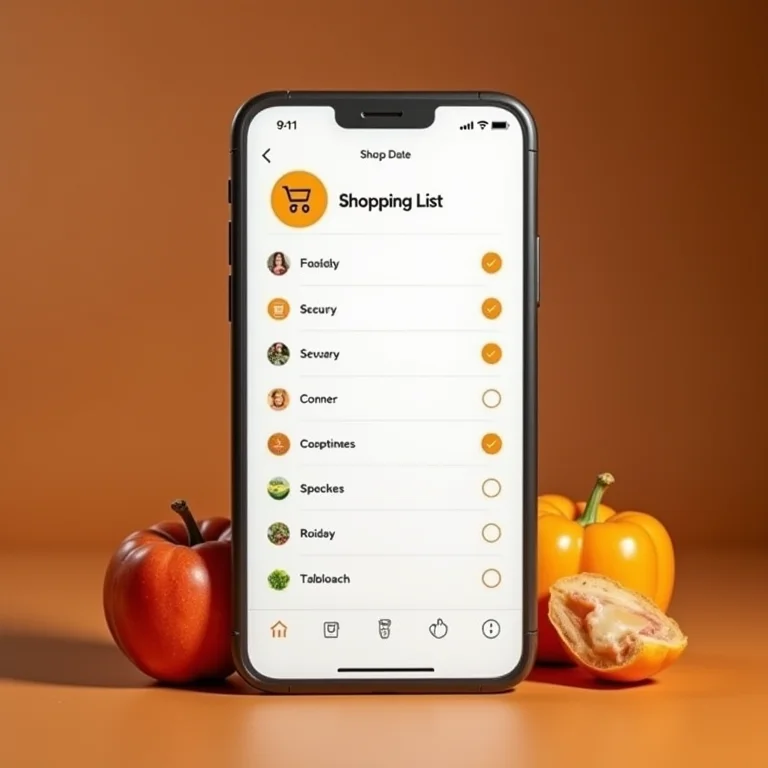 Smartphone mostrando um aplicativo de lista de compras.