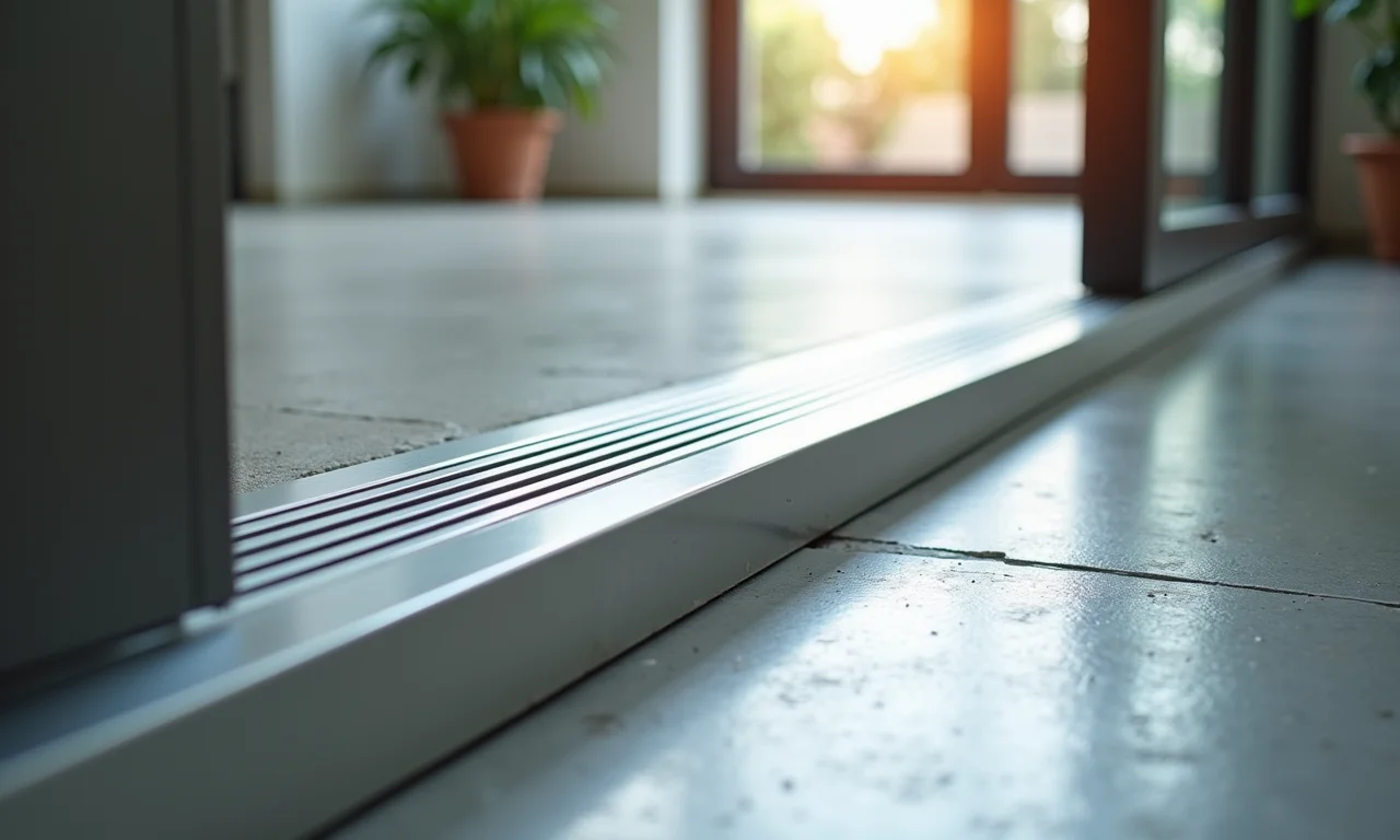 Soleira de aço inox durável e moderna.