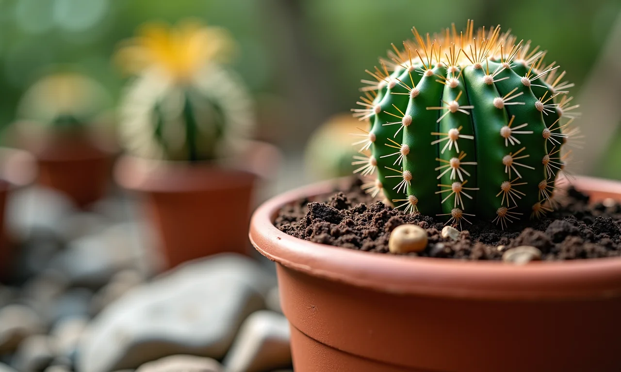 Solo ideal para cactos em jardim de pedras.