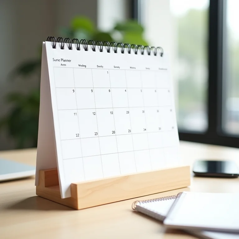 Suporte para calendário e planner com prancheta de madeira