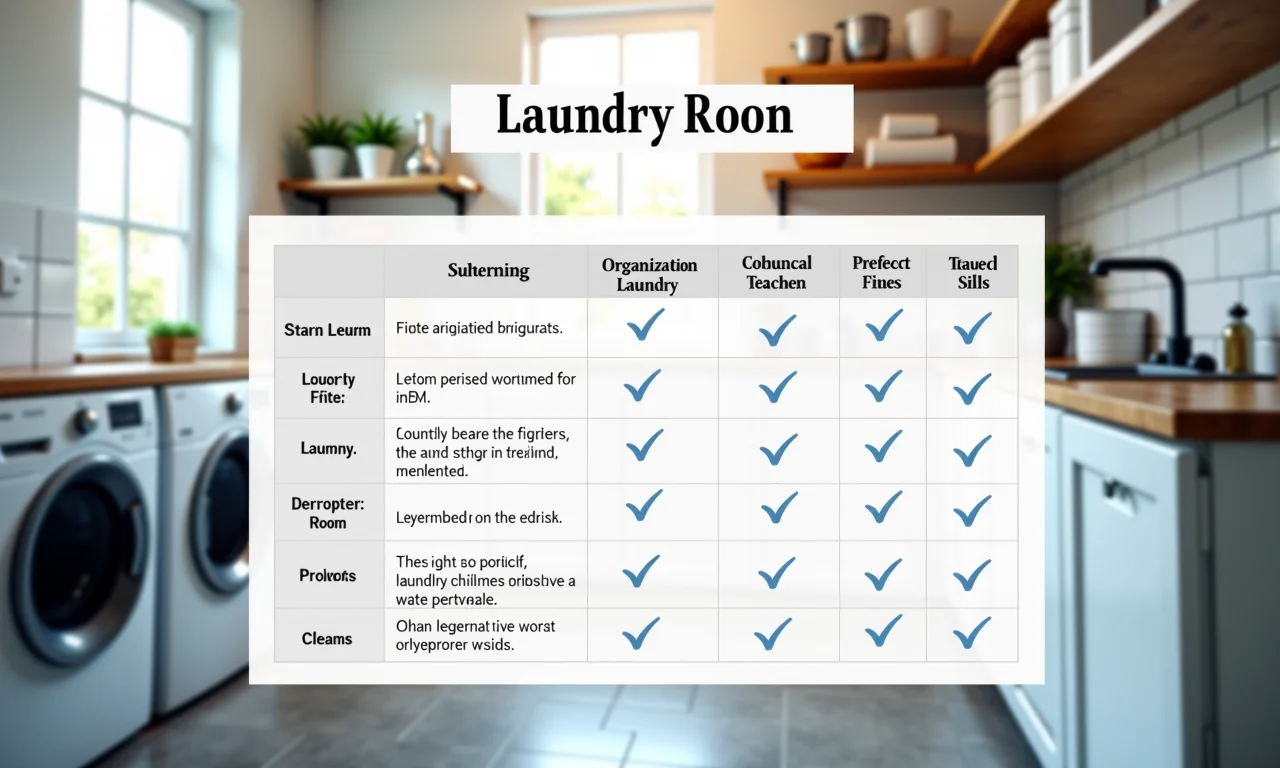 Tabela HTML resumida com dicas de organização para a lavanderia.