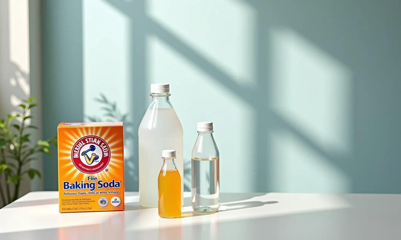 Tabela resumo com bicarbonato, água oxigenada, vinagre e detergente.