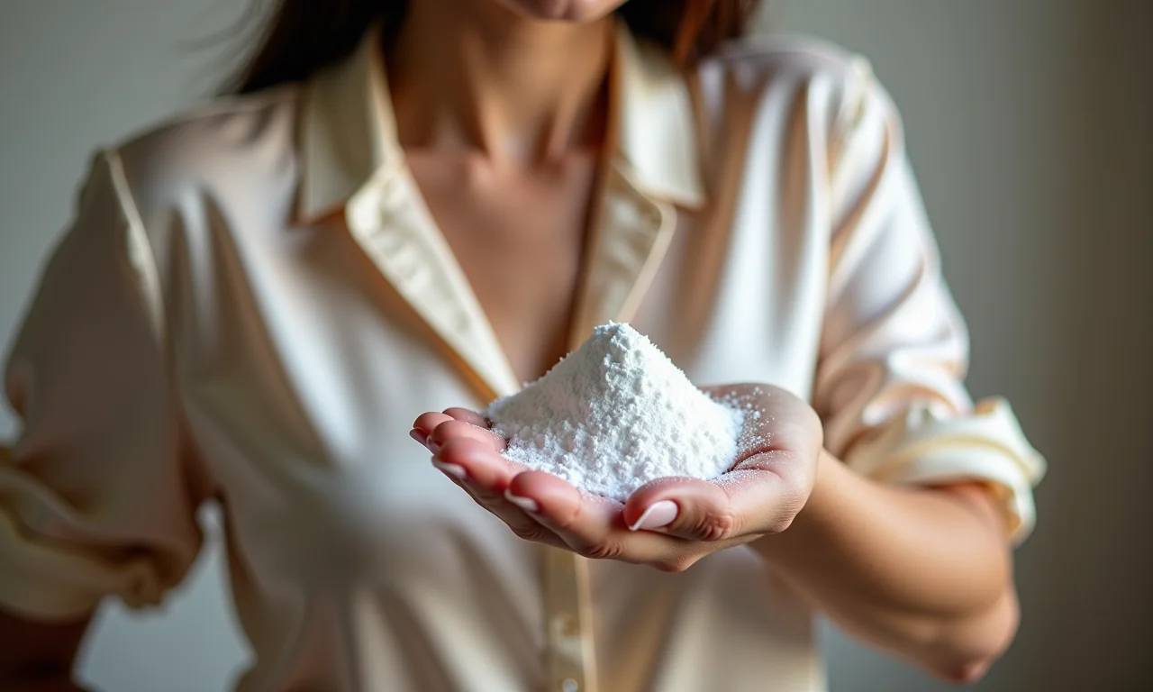 Talco em tecido delicado