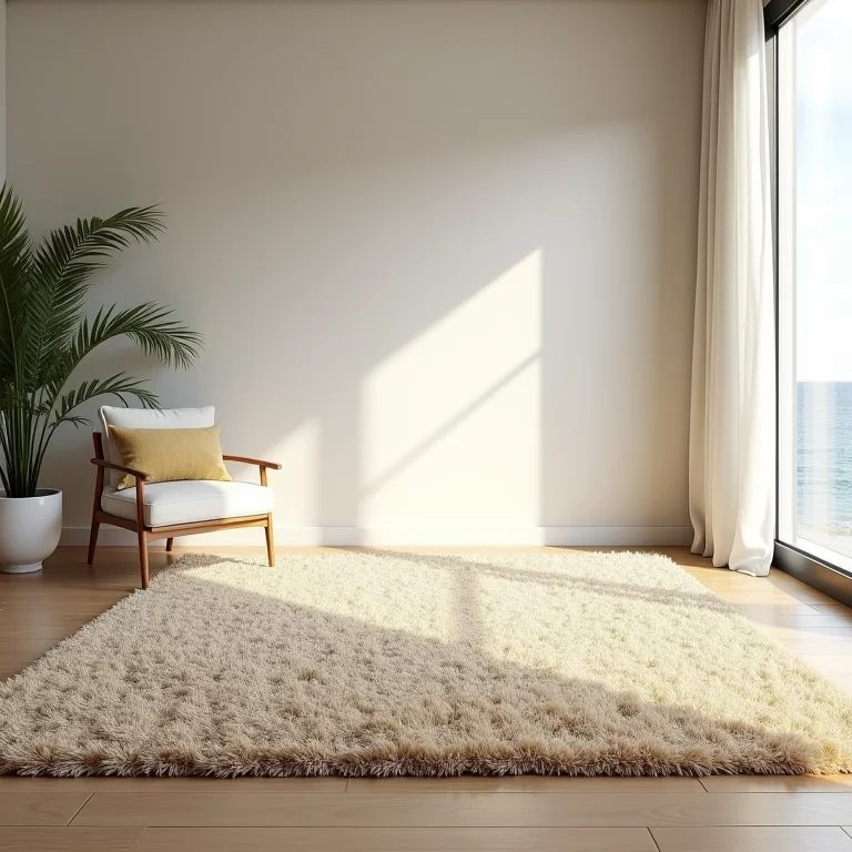 Tapete inadequado acumulando areia e sujeira em apartamento de praia.