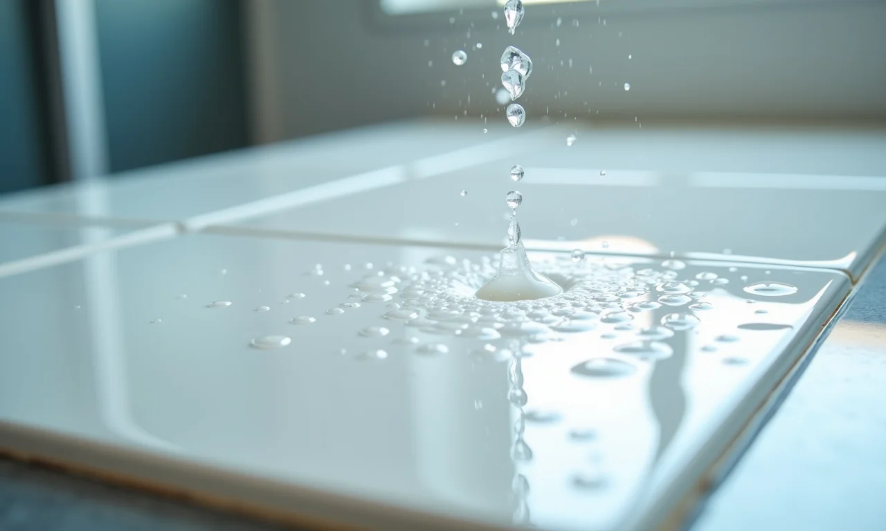 Teste de resistência à água em porcelanato.