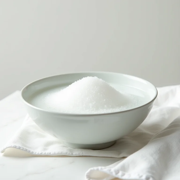 Tigela com solução de água e sal, com pano branco ao lado.