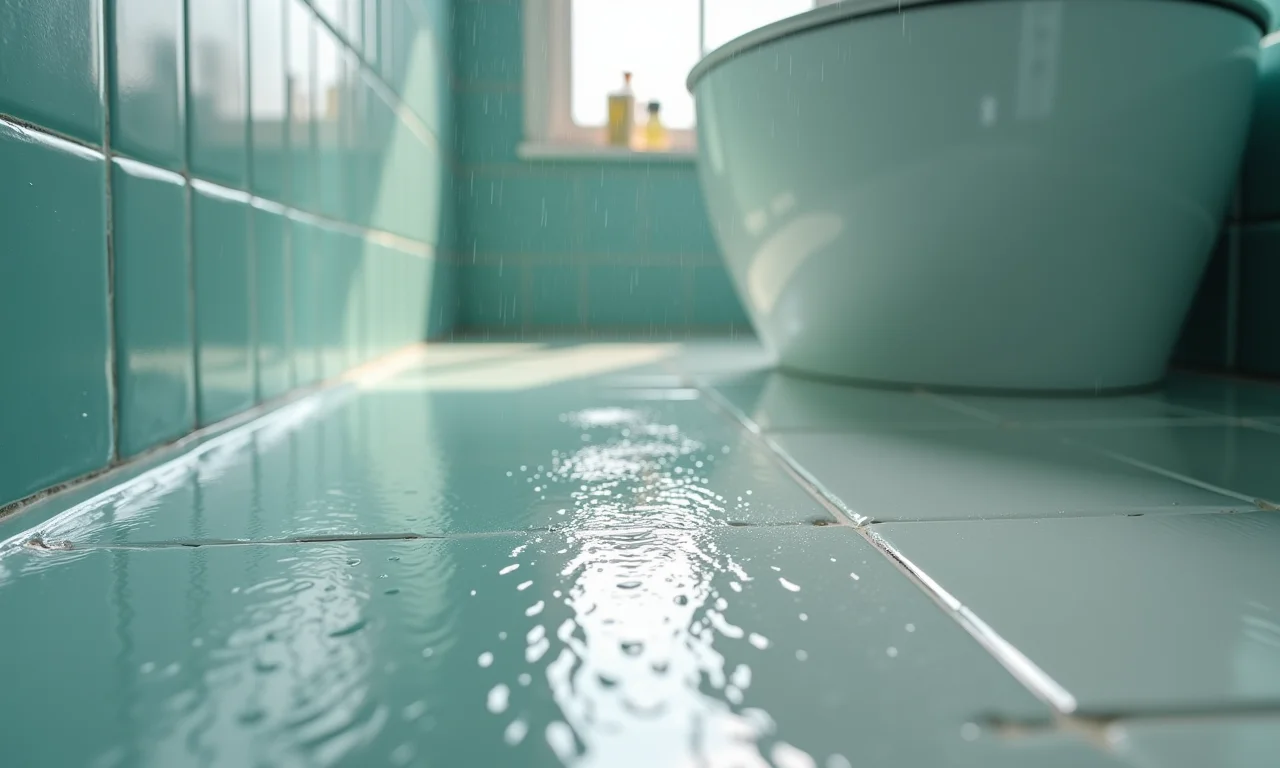 Tinta epóxi em banheiro úmido, destacando durabilidade.