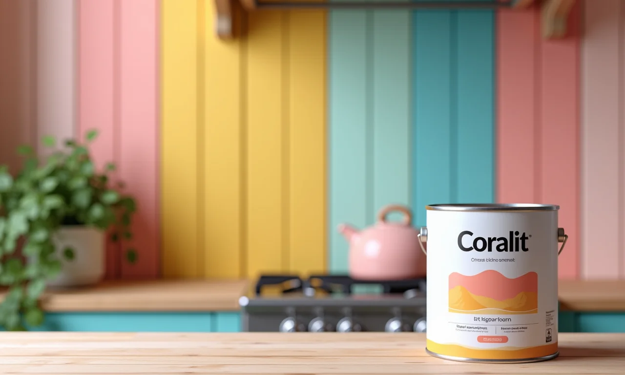 Tinta Esmalte Sintético da Coralit aplicada em madeira de pallet colorida.