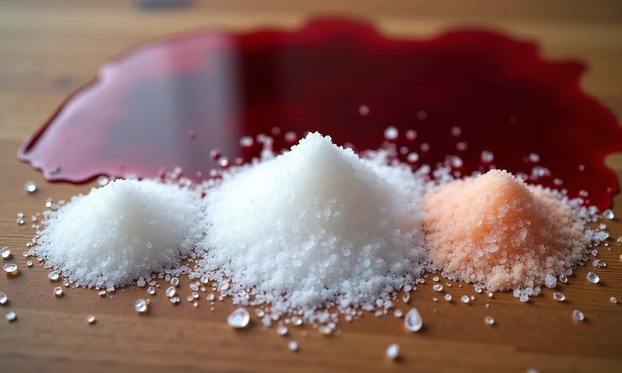Tipos de sal para tirar mancha de vinho.