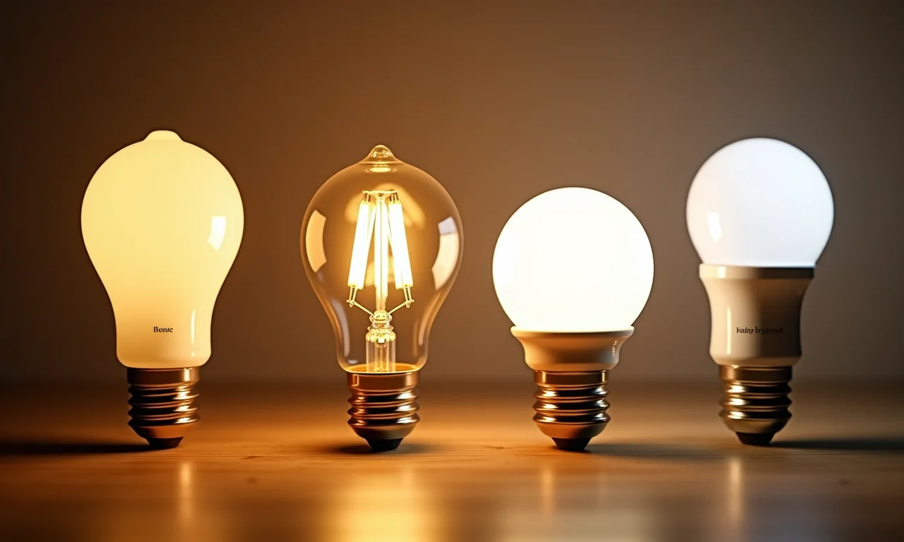 Tipos diferentes de lâmpadas para usar em uma luminária de clip.